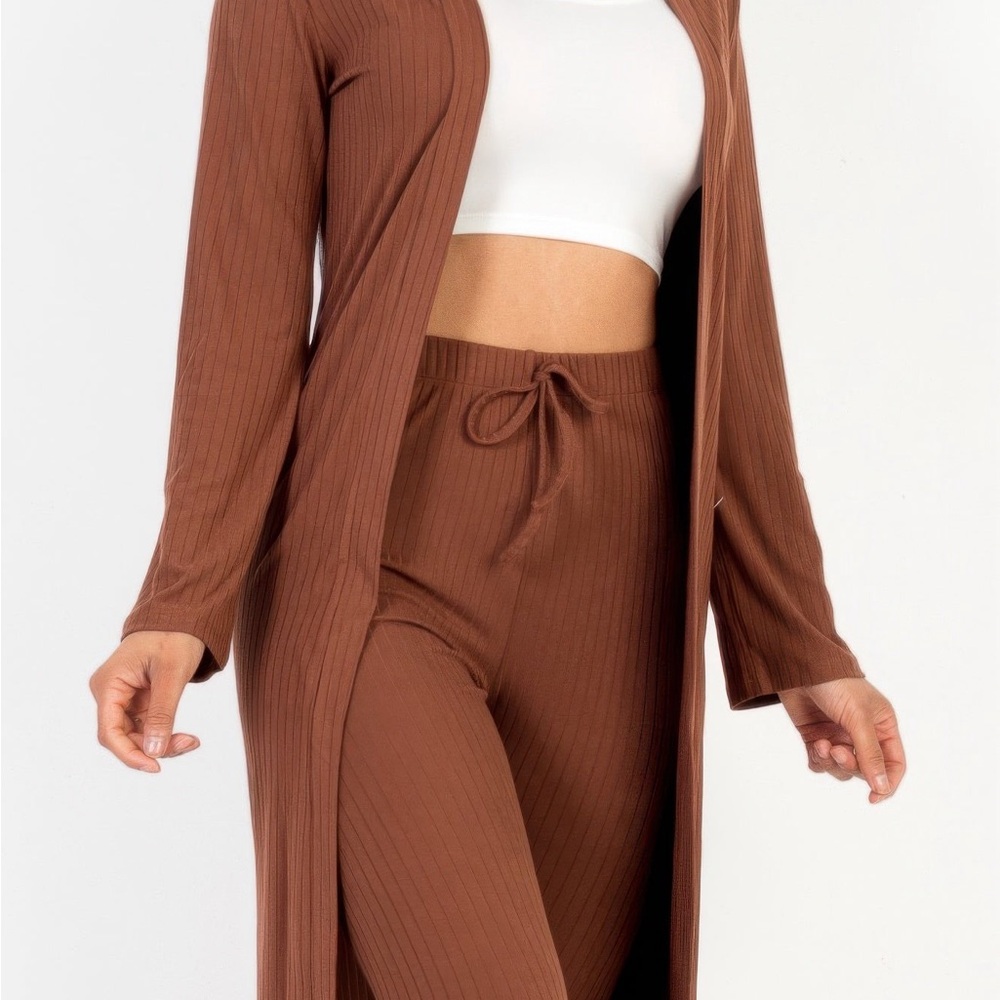 Ribbed Long Cardigan & Leggings Set - Picture 4 of 5